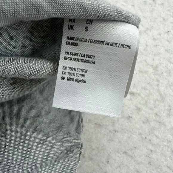 American Eagle Shirt Mens Small S Gray Shark Super Soft Button Down Long Sleeve - Picture 10 of 13